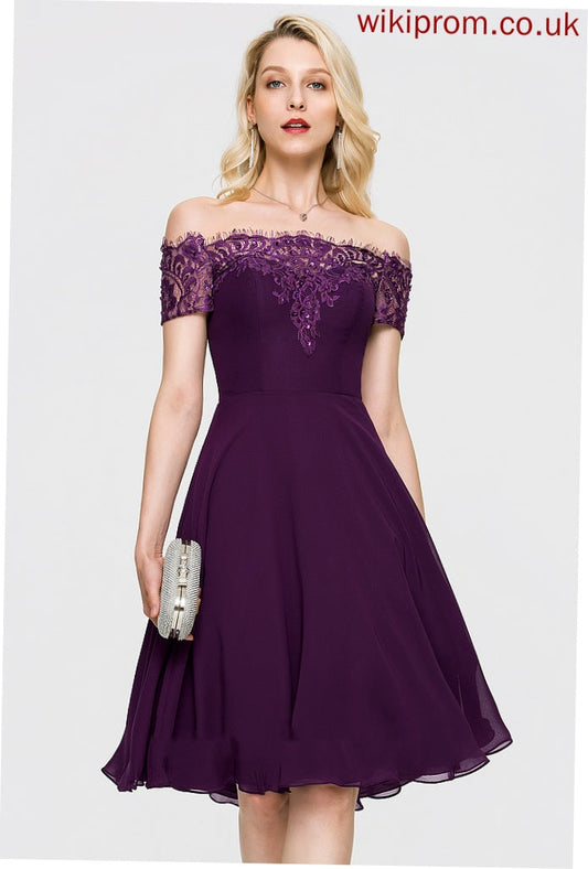 Homecoming Homecoming Dresses With A-Line Kaitlynn Dress Chiffon Lace Off-the-Shoulder Knee-Length Beading