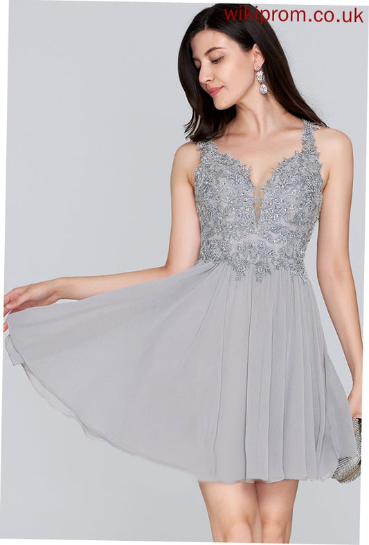 Short/Mini Sweetheart Homecoming With A-Line Homecoming Dresses Beading Elva Sequins Lace Chiffon Dress