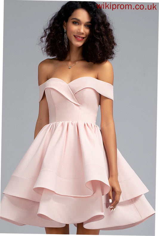 Dress Winifred Cascading Crepe Homecoming Dresses A-Line Short/Mini Stretch Homecoming Ruffles With Off-the-Shoulder