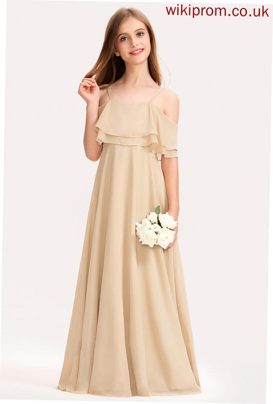 Kamila Cascading With Chiffon Ruffles Off-the-Shoulder Junior Bridesmaid Dresses Floor-Length A-Line