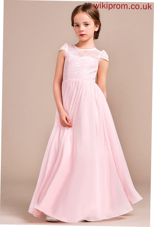 '- Abbey Scoop Sleeveless Dress Flower Neck Girl Chiffon/Lace A-Line/Princess Flower Girl Dresses Floor-length