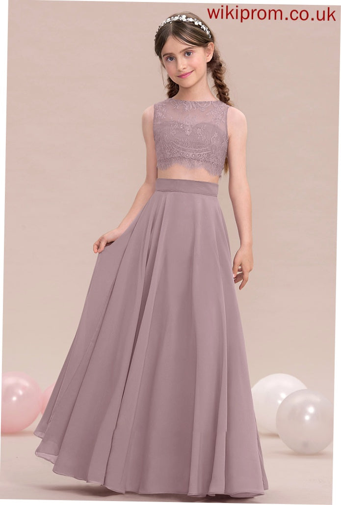 Neck Scoop Chiffon Mikaela Floor-Length A-Line Junior Bridesmaid Dresses