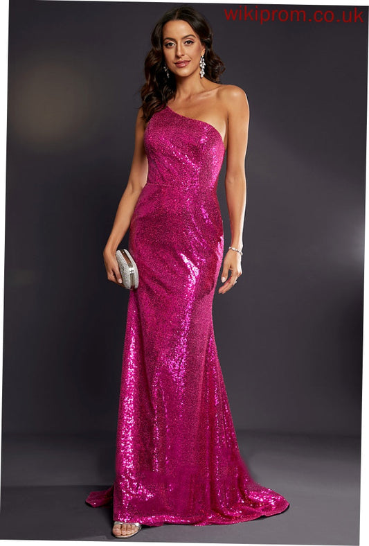 Train Hanna Sweep One-Shoulder Sequined Trumpet/Mermaid Prom Dresses