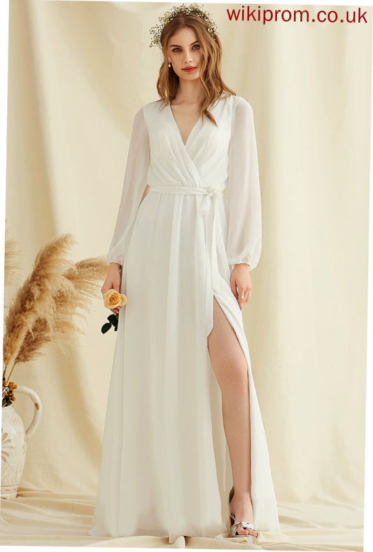 Wedding Dresses Floor-Length Chiffon Dress Wedding Lucy V-neck A-Line