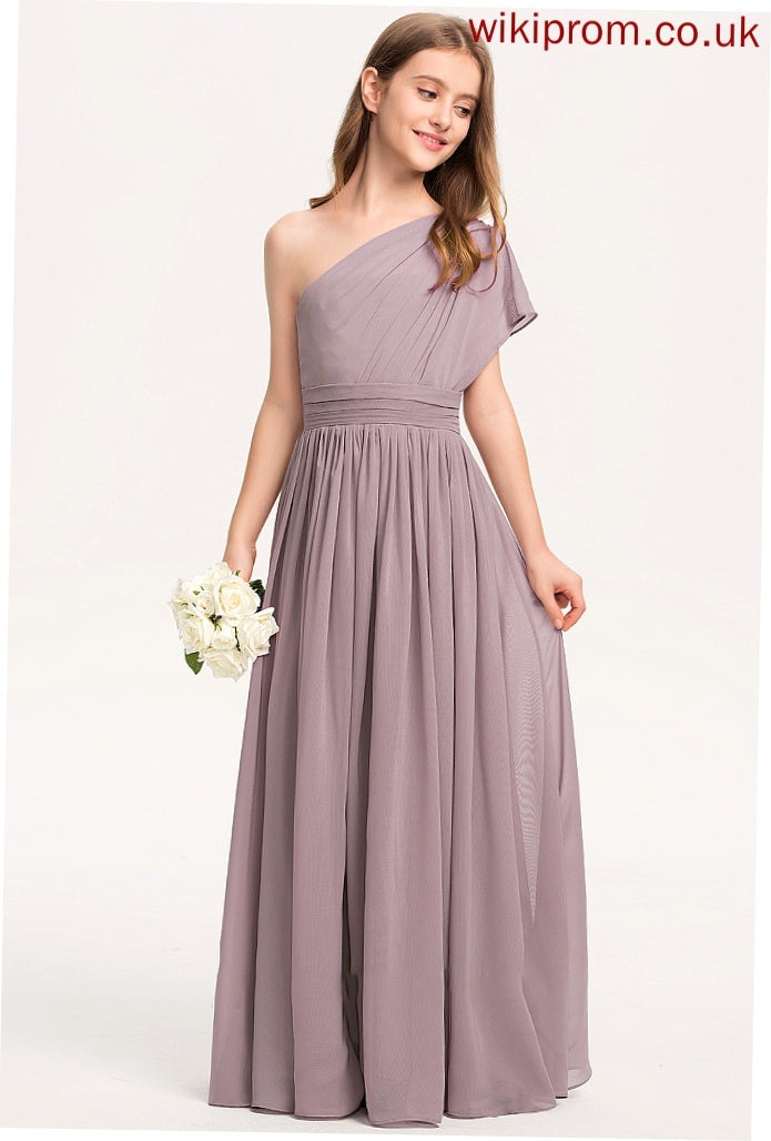 Floor-Length Chiffon With Ruffle Junior Bridesmaid Dresses Jamya A-Line One-Shoulder