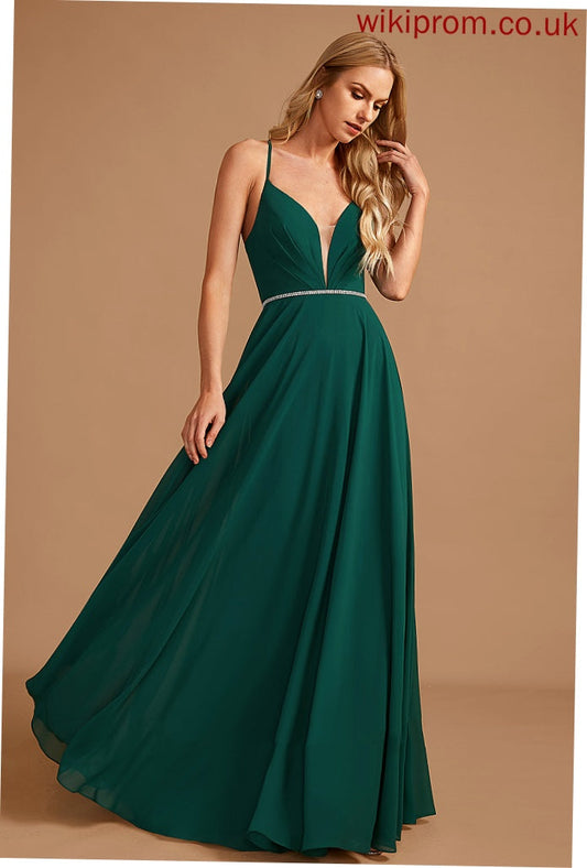 Length Silhouette Embellishment Floor-Length Fabric V-neck Beading Neckline A-Line Kendal Sleeveless Floor Length Bridesmaid Dresses