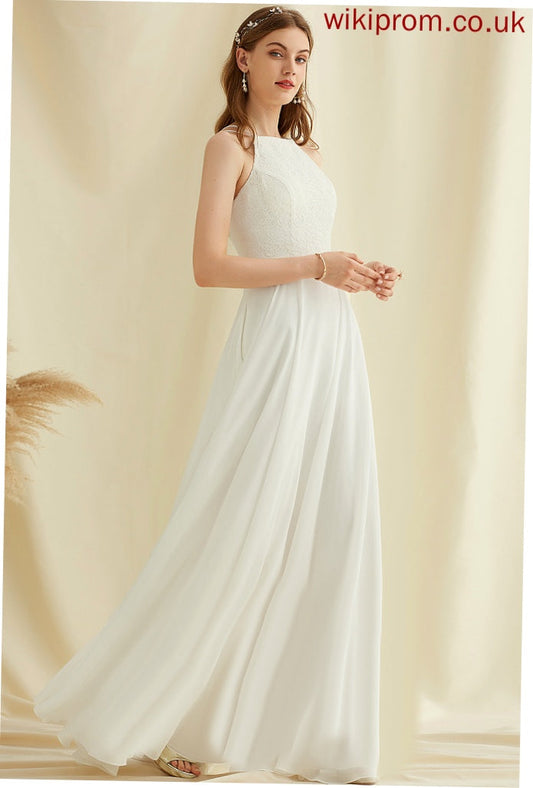 Lace A-Line Dress Floor-Length Chiffon Wedding Ainsley Wedding Dresses