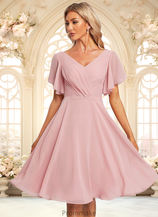 Arabella A-line V-Neck Knee-Length Chiffon Homecoming Dress DUP0025702