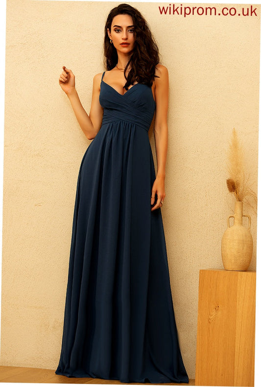 Yuliana Chiffon With Prom Dresses V-neck Pleated A-Line Floor-Length