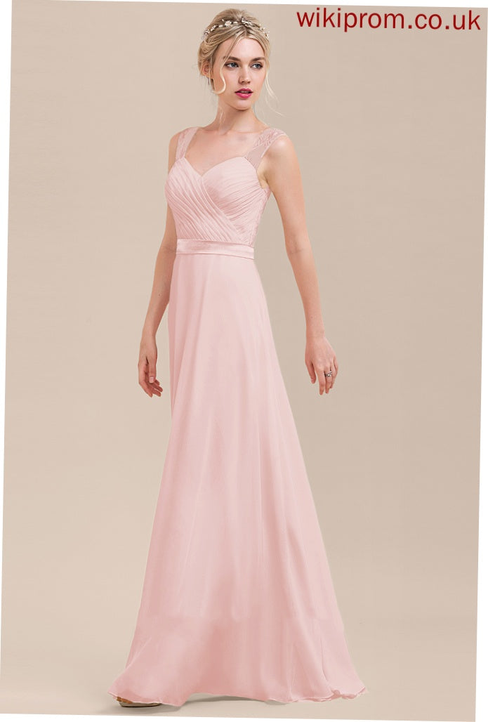 Fabric Floor-Length Neckline Ruffle Sweetheart Embellishment Silhouette Length A-Line Sahna Bridesmaid Dresses