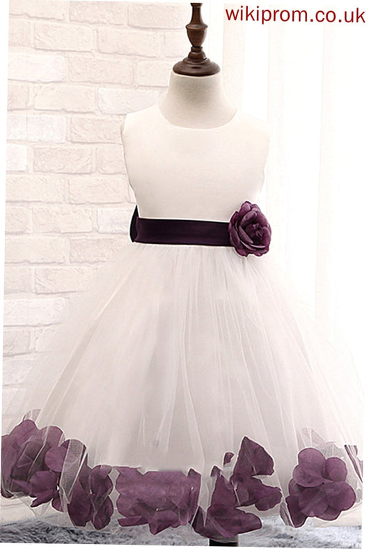 Gown - Flower Girl Dresses Sleeveless Neck Blends Knee-length Scoop Mariana Flower Cotton Flower(s)/Bow(s) With Dress Girl Ball