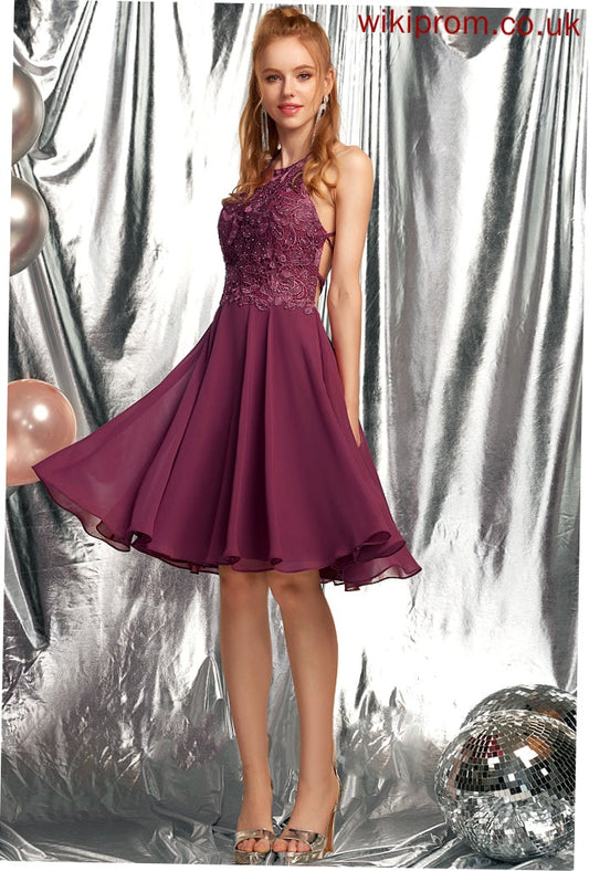 Neck Knee-Length Scoop Jacqueline With Chiffon Beading Lace A-Line Homecoming Dresses Homecoming Dress