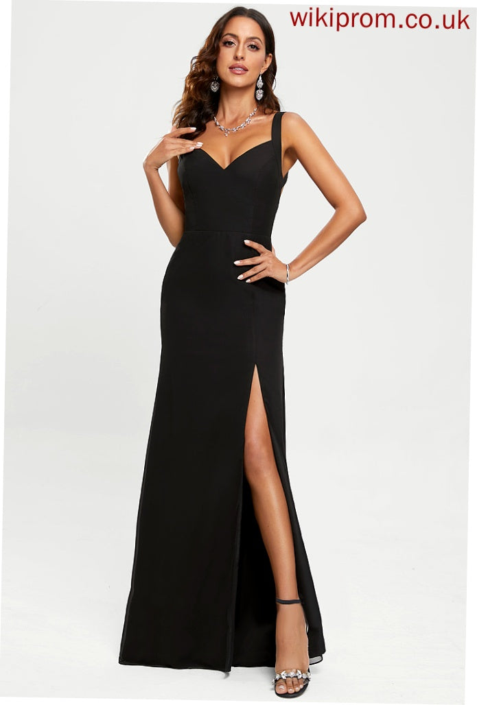 Chiffon Floor-Length Sheath/Column Jaida V-neck Prom Dresses