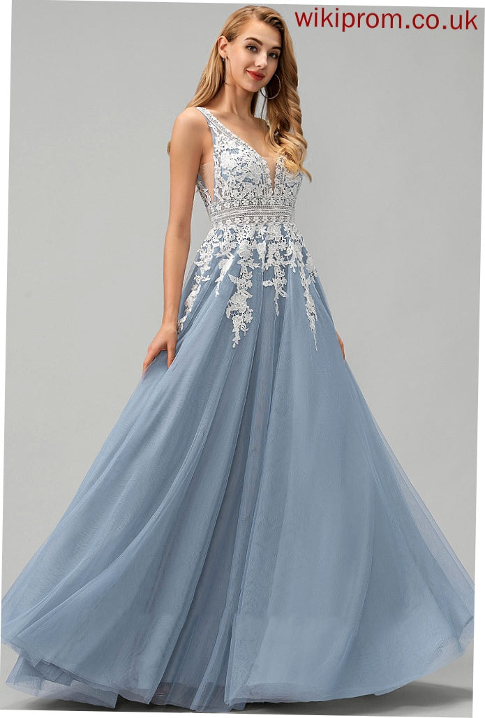 Tulle Dress Rayna V-neck Floor-Length Wedding Wedding Dresses Ball-Gown/Princess