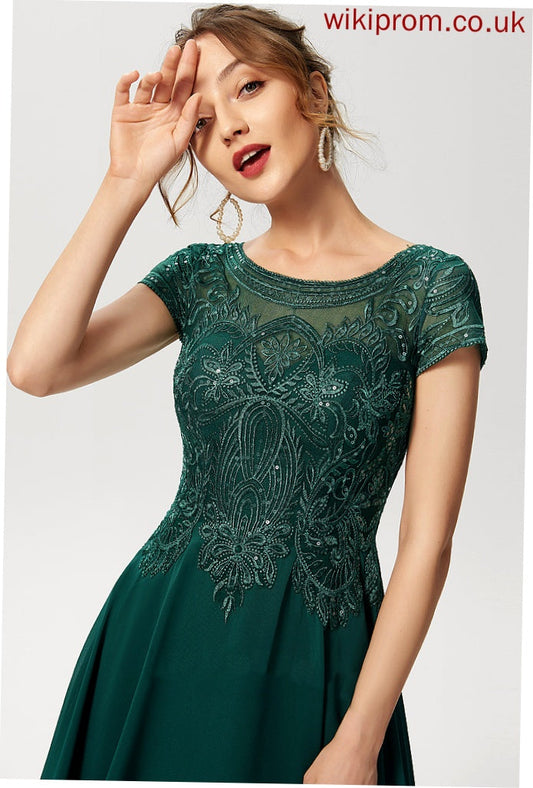 Cocktail Lace Dress With Chiffon A-Line Neck Knee-Length Sequins Scoop Sofia Cocktail Dresses