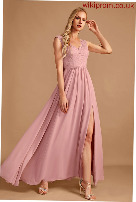 SplitFront Silhouette Floor-Length Neckline Embellishment V-neck A-Line Length Fabric Pockets Ariel Bridesmaid Dresses