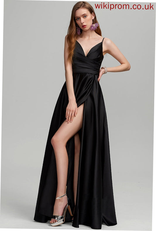 Neckline Length Ruffle A-Line Silhouette V-neck Floor-Length Fabric Embellishment Akira Bridesmaid Dresses