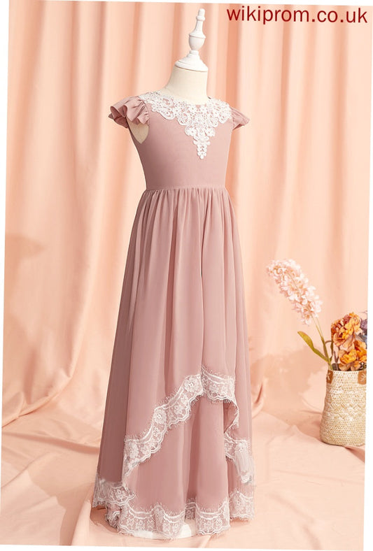 Sleeves Flower Floor-length - Neck Lace/V Flower Girl Dresses Scoop Girl Back Short Chiffon/Lace A-Line Dress Samara With