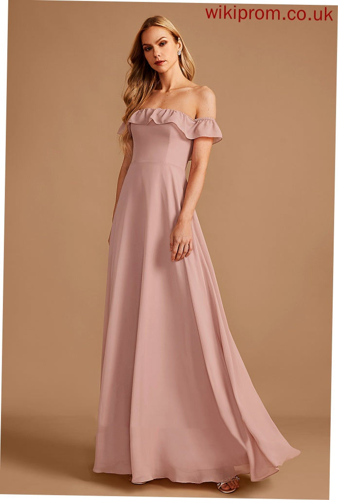 Off-the-Shoulder Fabric Floor-Length A-Line Embellishment Length Silhouette Neckline Ruffle Jaylyn Spaghetti Staps Floor Length Bridesmaid Dresses