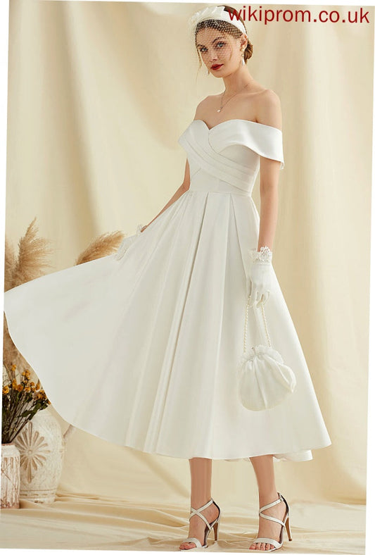 Satin A-Line Dress Wedding Dresses Wedding Callie Tea-Length