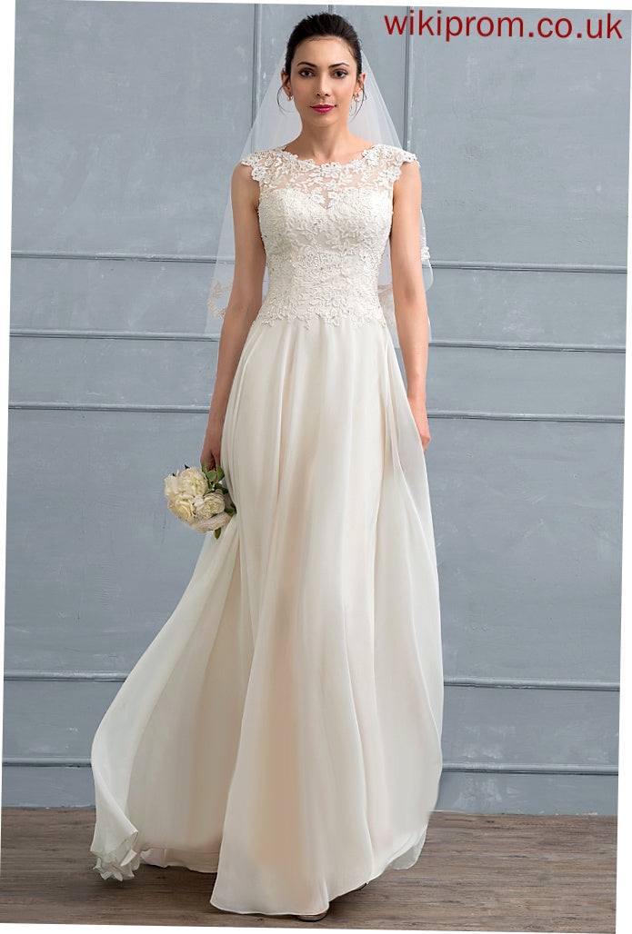 Sequins Nathalie Floor-Length Dress Lace With Wedding Beading Neck A-Line Chiffon Scoop Wedding Dresses