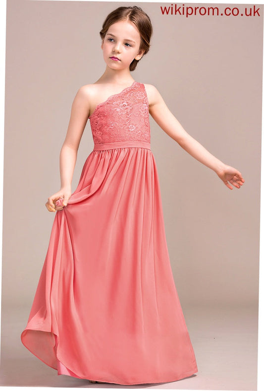 Beatrice Floor-Length Lace A-Line Junior Bridesmaid Dresses Chiffon One-Shoulder