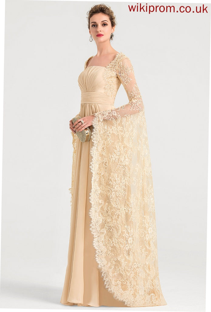 Chiffon Floor-Length A-Line With Beading Wedding Dresses Ruffle Lace Wedding Neckline Madyson Square Dress