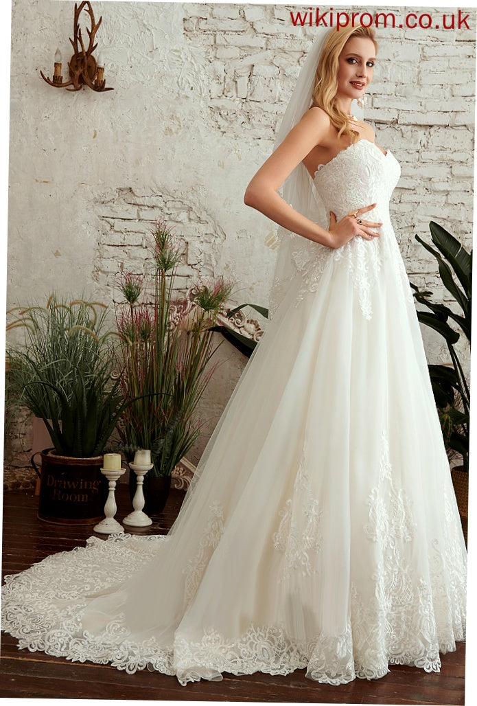 Wedding Dresses Train Aliana With A-Line Dress Tulle Lace Sweetheart Wedding Court