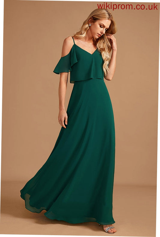 Ruffle V-neck Neckline Silhouette Fabric Embellishment Length A-Line Floor-Length Alanna Bridesmaid Dresses