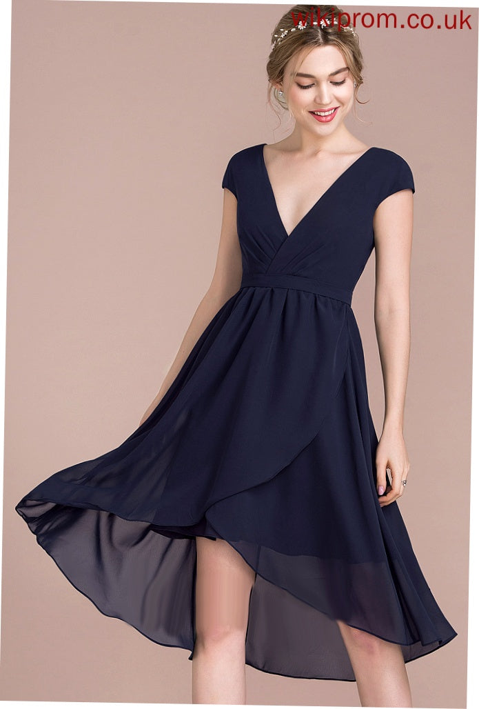 Chiffon Cocktail Dresses V-neck A-Line Lexie Dress Asymmetrical Cocktail