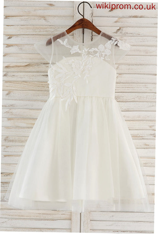 A-Line Neck Flower Girl Scoop Sleeveless Flower Girl Dresses Tulle/Lace Dress Ally Knee-length -