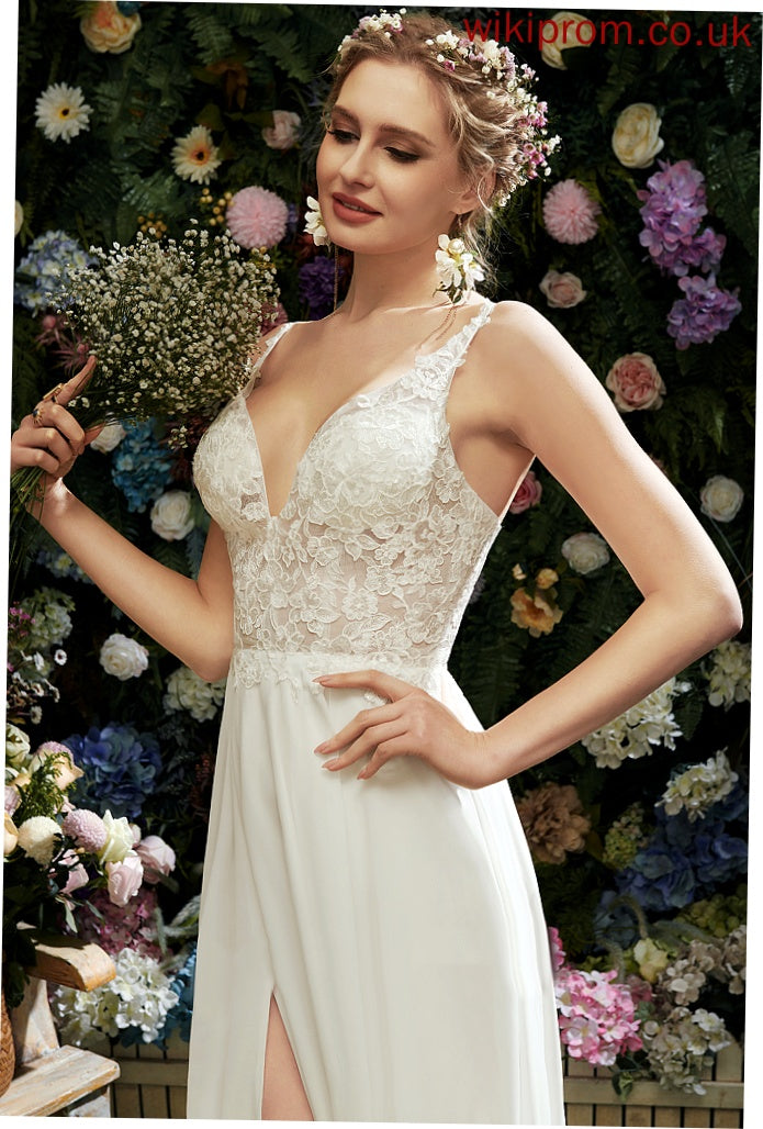 Dress Lace Wedding Dresses Floor-Length V-neck Wedding Chiffon Maisie A-Line