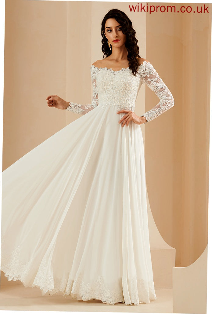 Wedding Dresses Ansley Dress Train A-Line With Lace Off-the-Shoulder Chiffon Sweep Wedding