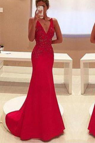 Amazing Mermaid Prom Dress Red Long Chiffon Lace Modest Evening Dresses For Senior Teens WK839