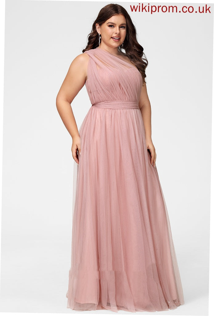 Tulle Silhouette One-Shoulder Off-the-Shoulder Neckline Floor-Length Fabric A-Line Straps Length V-neck Carlie Bridesmaid Dresses