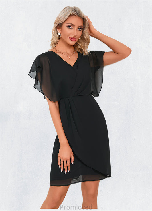 Raelynn Cascading Ruffles Ruffle V-Neck Elegant Sheath/Column Chiffon Dresses DUP0022394