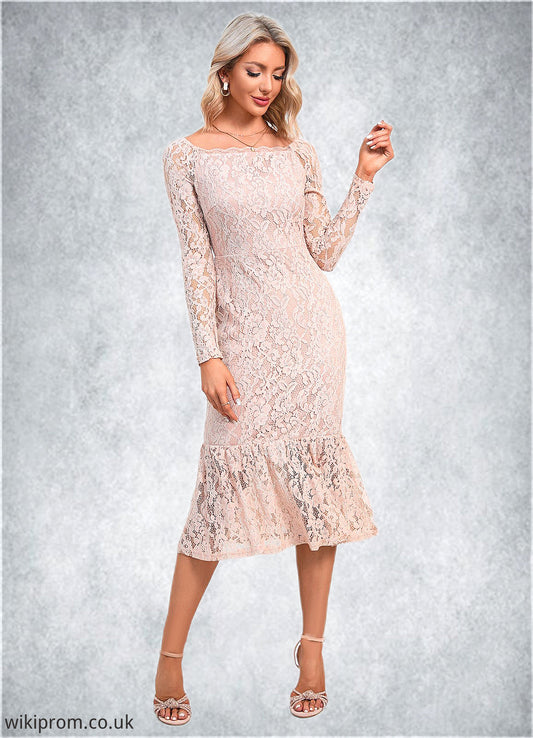 Mabel Boat Neck Elegant Trumpet/Mermaid Lace Midi Dresses SWKP0022401