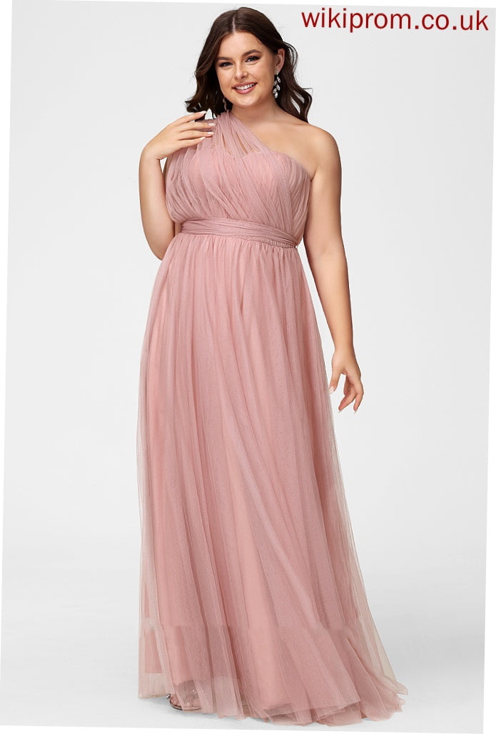 Tulle Silhouette One-Shoulder Off-the-Shoulder Neckline Floor-Length Fabric A-Line Straps Length V-neck Carlie Bridesmaid Dresses