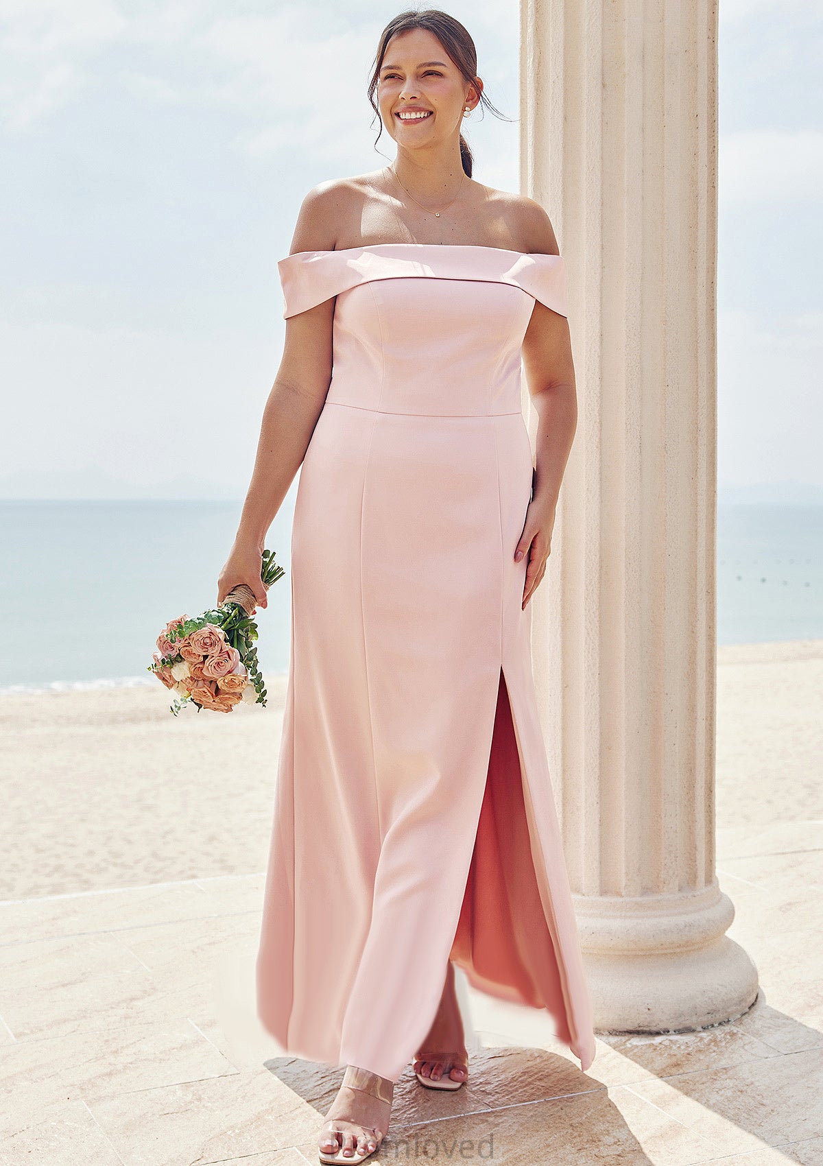 Trumpet/Mermaid Off-the-Shoulder Sleeveless Floor-Length Stretch Crepe Plus Size Bridesmaid Dresses Elsa DUP0025261