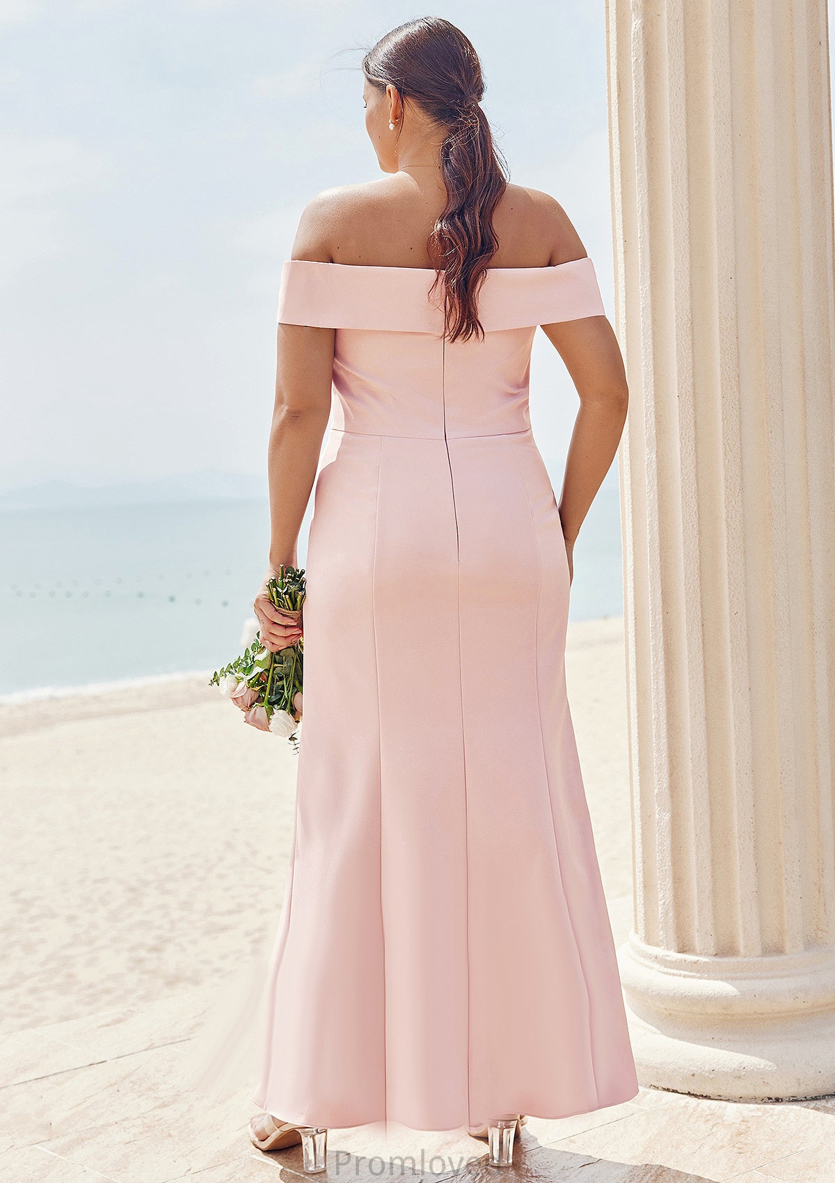 Trumpet/Mermaid Off-the-Shoulder Sleeveless Floor-Length Stretch Crepe Plus Size Bridesmaid Dresses Elsa DUP0025261