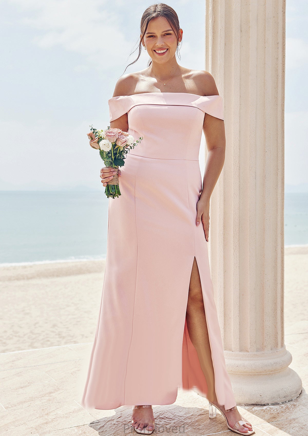 Trumpet/Mermaid Off-the-Shoulder Sleeveless Floor-Length Stretch Crepe Plus Size Bridesmaid Dresses Elsa DUP0025261