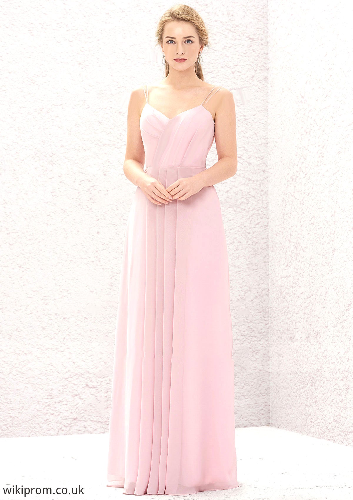 A-line Sweetheart Sleeveless Long/Floor-Length Chiffon Bridesmaid Dresses With Pleated Karli SWKP0025335