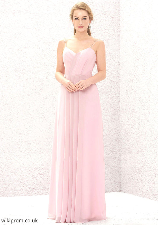 A-line Sweetheart Sleeveless Long/Floor-Length Chiffon Bridesmaid Dresses With Pleated Karli SWKP0025335