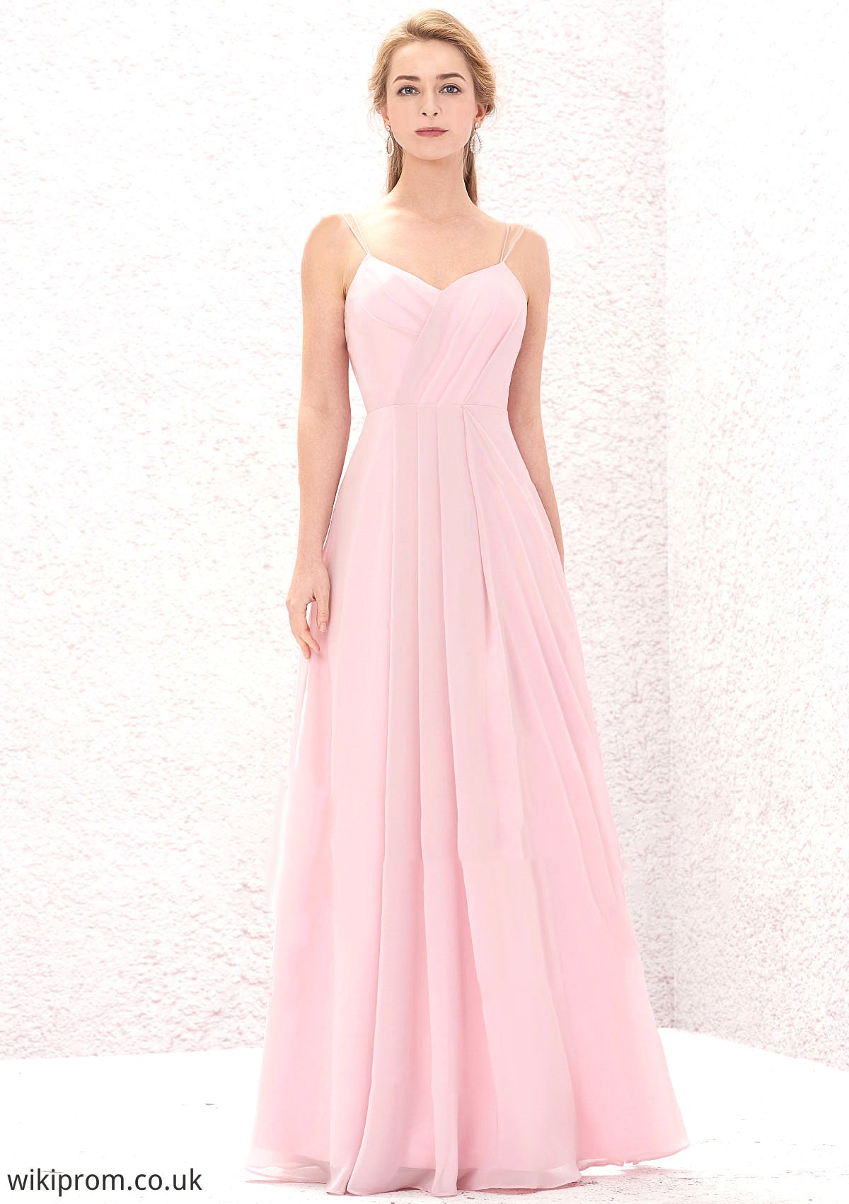 A-line Sweetheart Sleeveless Long/Floor-Length Chiffon Bridesmaid Dresses With Pleated Karli SWKP0025335