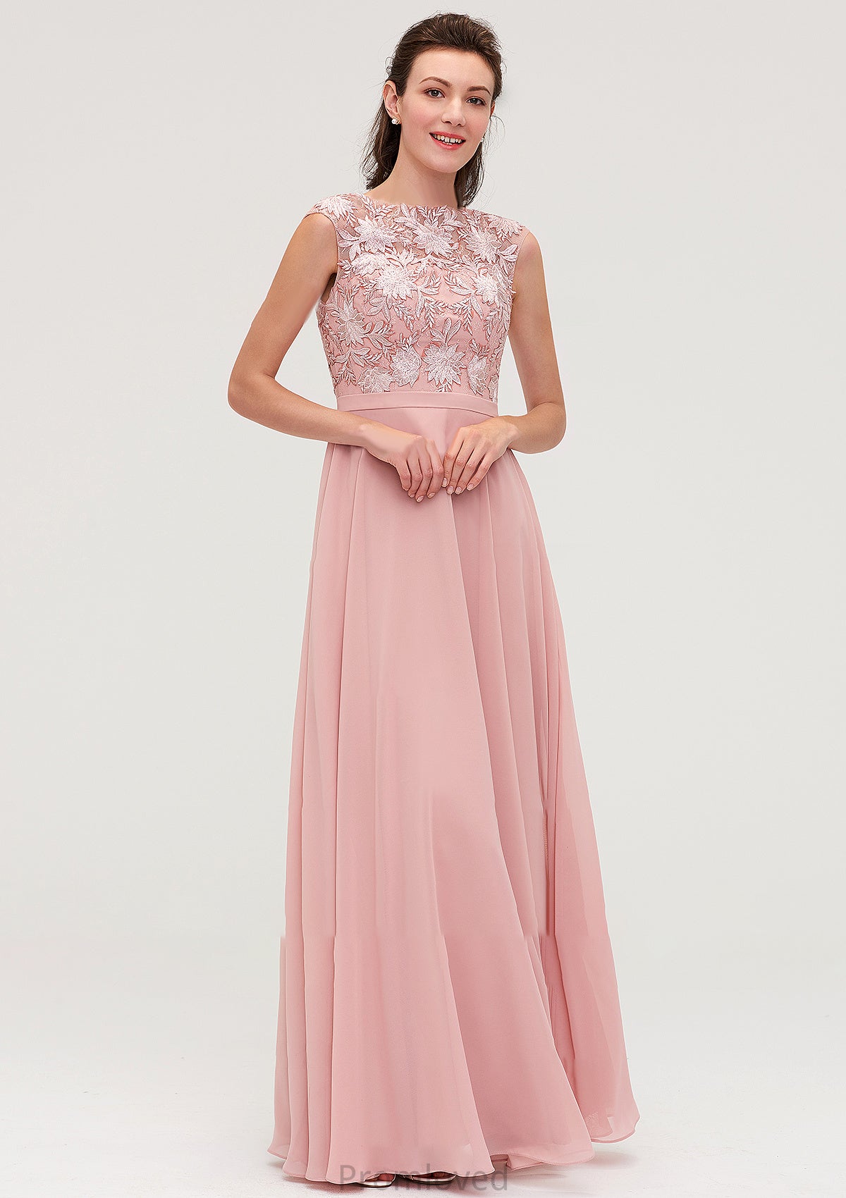 Sleeveless Chiffon A-line/Princess Long/Floor-Length Bridesmaid Dresseses With Sashes Appliqued Isabella DUP0025348