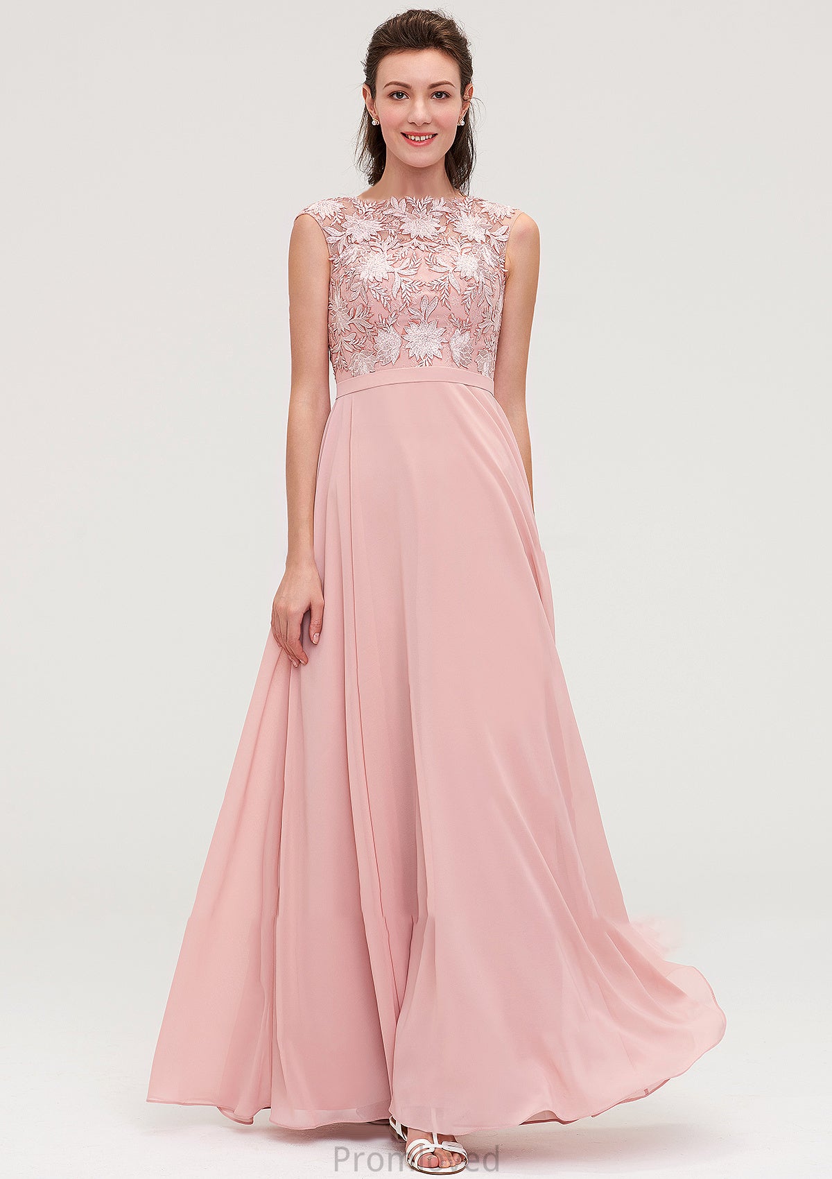 Sleeveless Chiffon A-line/Princess Long/Floor-Length Bridesmaid Dresseses With Sashes Appliqued Isabella DUP0025348