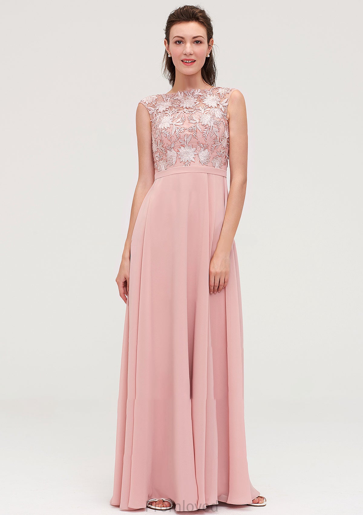 Sleeveless Chiffon A-line/Princess Long/Floor-Length Bridesmaid Dresseses With Sashes Appliqued Isabella DUP0025348