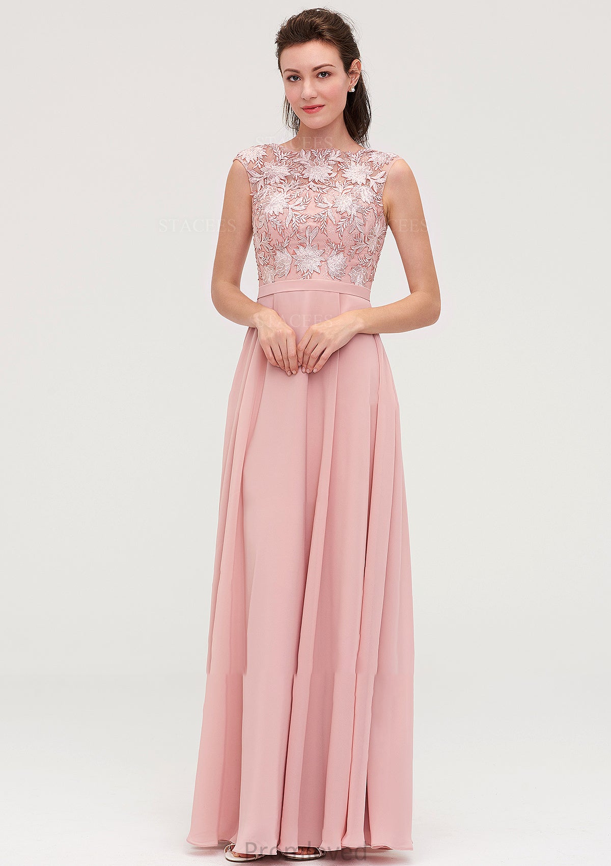 Sleeveless Chiffon A-line/Princess Long/Floor-Length Bridesmaid Dresseses With Sashes Appliqued Isabella DUP0025348