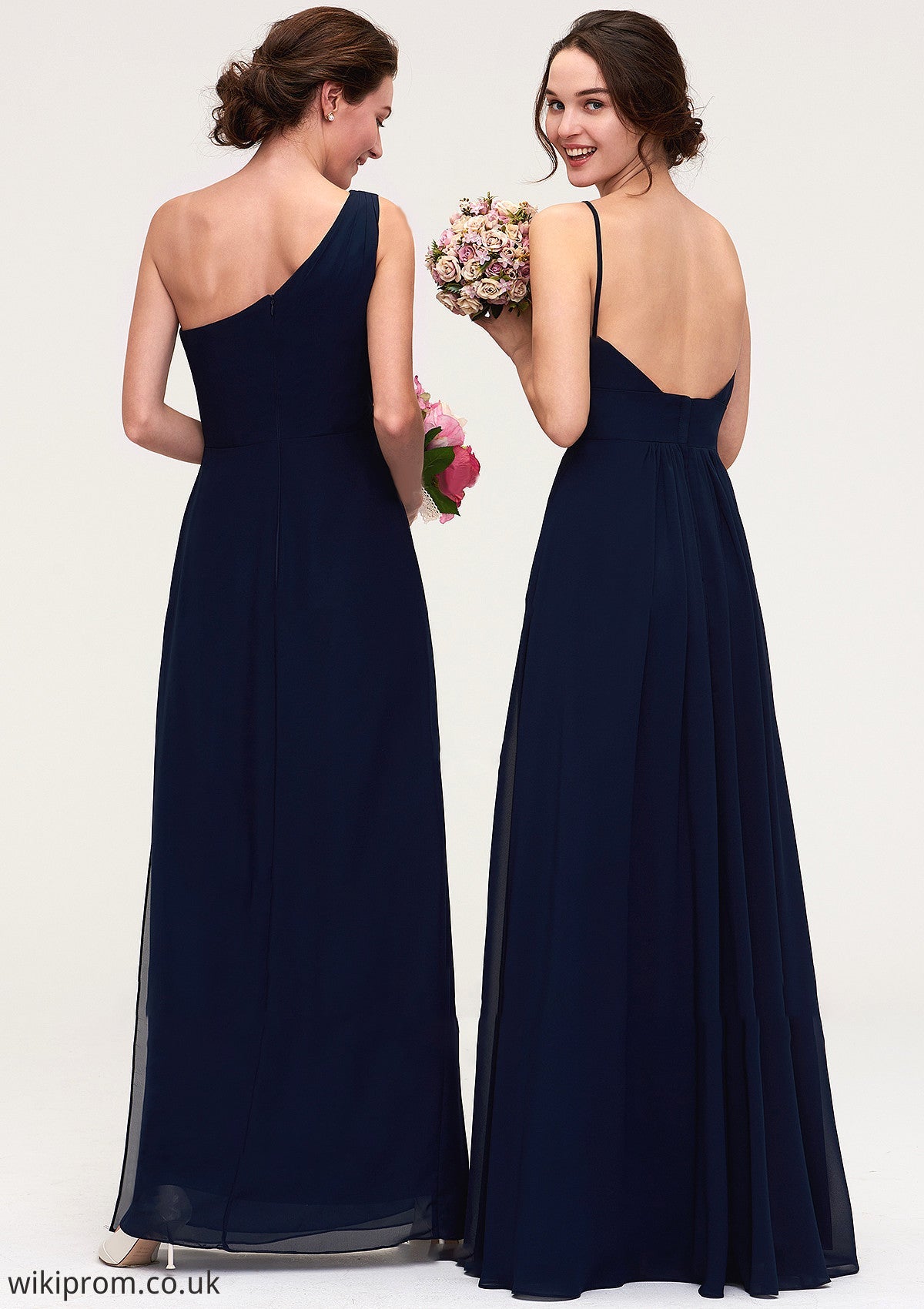 Sleeveless V Neck A-line/Princess Chiffon Long/Floor-Length Bridesmaid Dresseses With Pleated Kassidy SWKP0025357