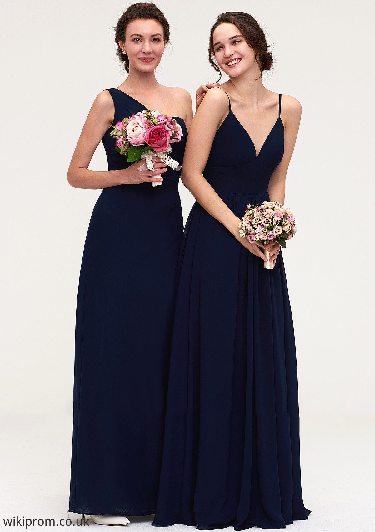 Sleeveless V Neck A-line/Princess Chiffon Long/Floor-Length Bridesmaid Dresseses With Pleated Kassidy SWKP0025357